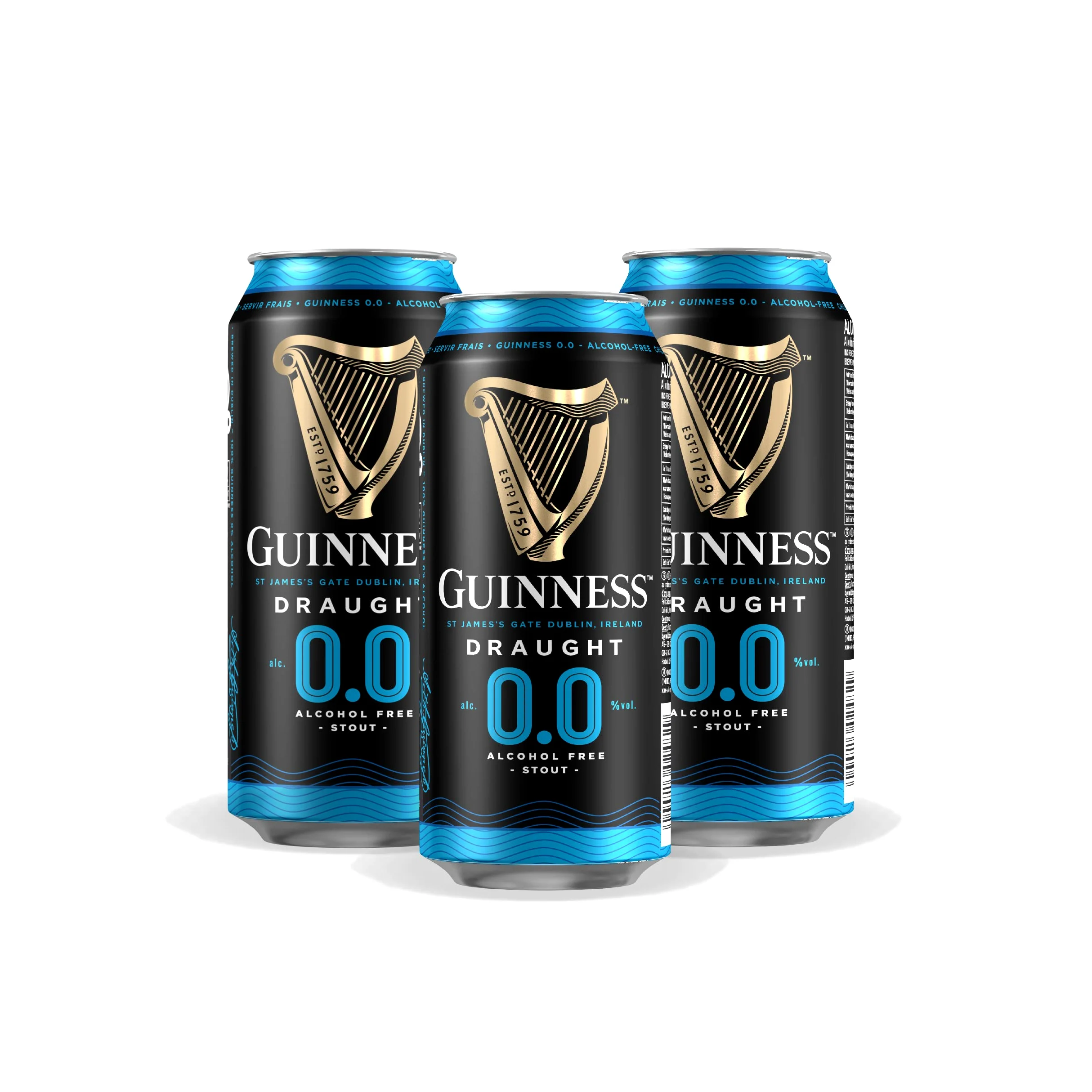 Guinness Draught 0.0 Cerveza Negra irlandesa, Pack Lata, 24 x 44 cl