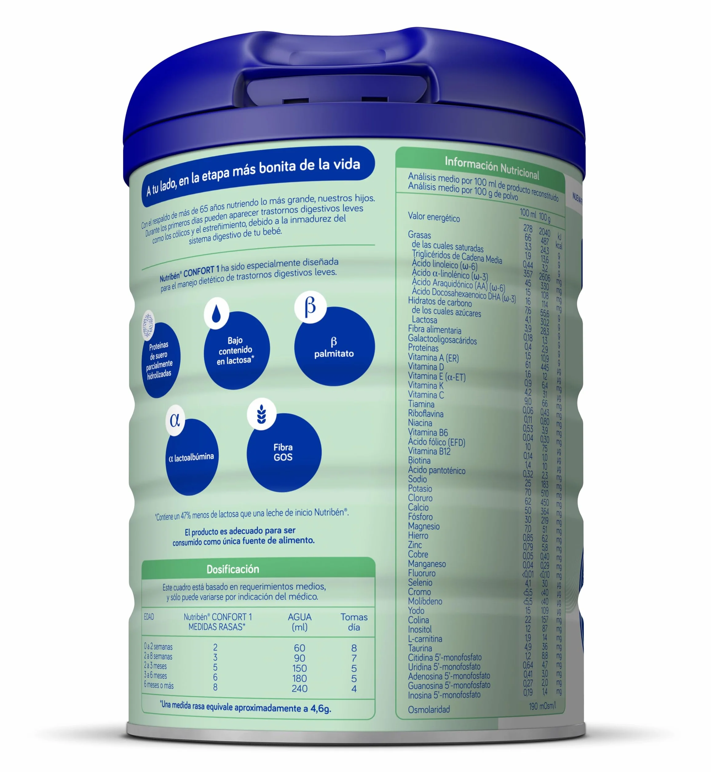 Nutribén Confort Leche en Polvo Bebé AntiCólicos AntiEstreñimiento 800g