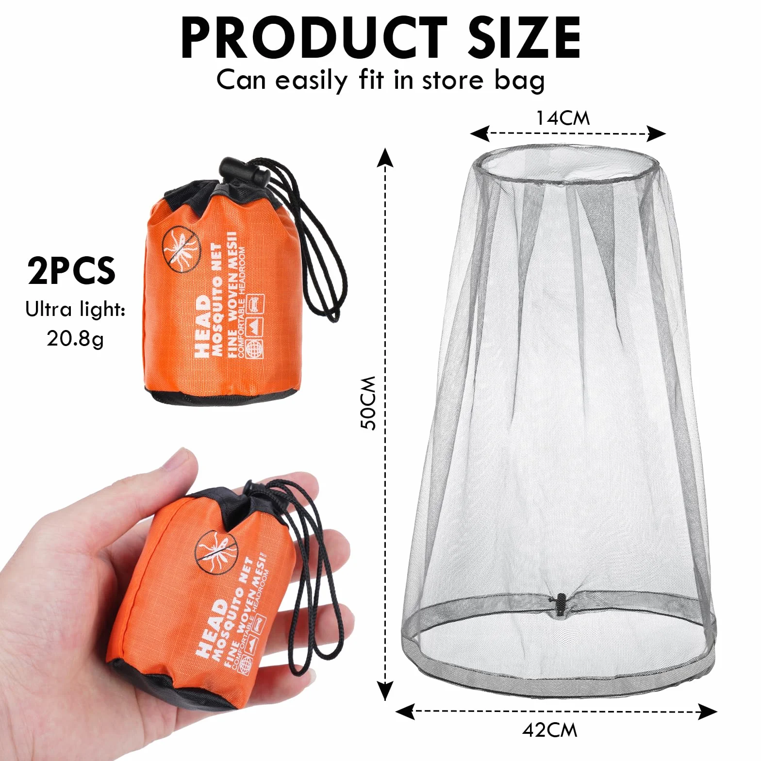 ACWOO Mosquitera de Cabeza Malla Red Contra Insectos Mosquitos Gorro para Rostro y Cuello Gris