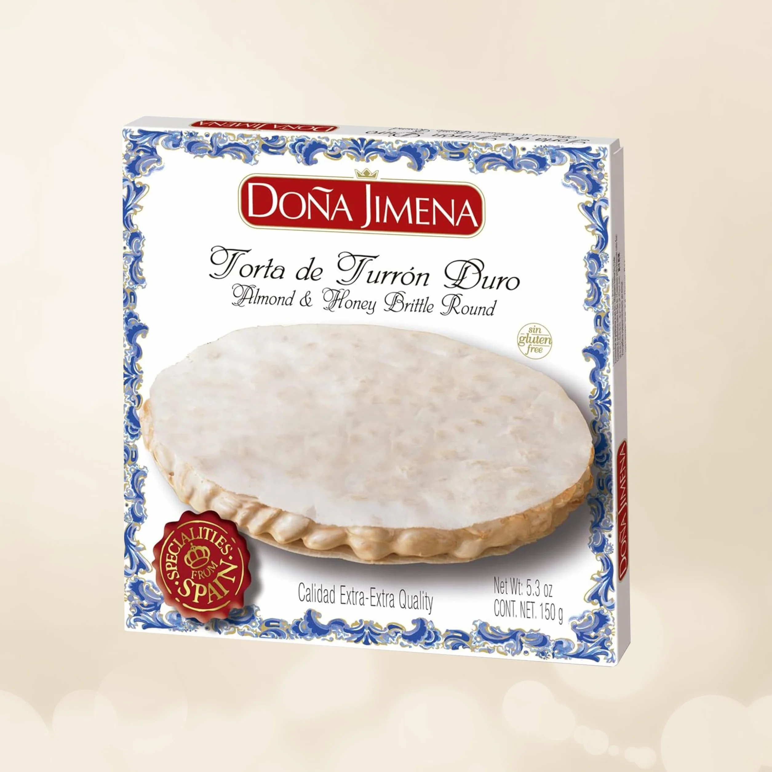 DOÑA JIMENA Torta de Turrón Duro de Almendra, Textura Crujiente, Dulce Navideño, Receta Artesanal, Calidad Extra, 150gr