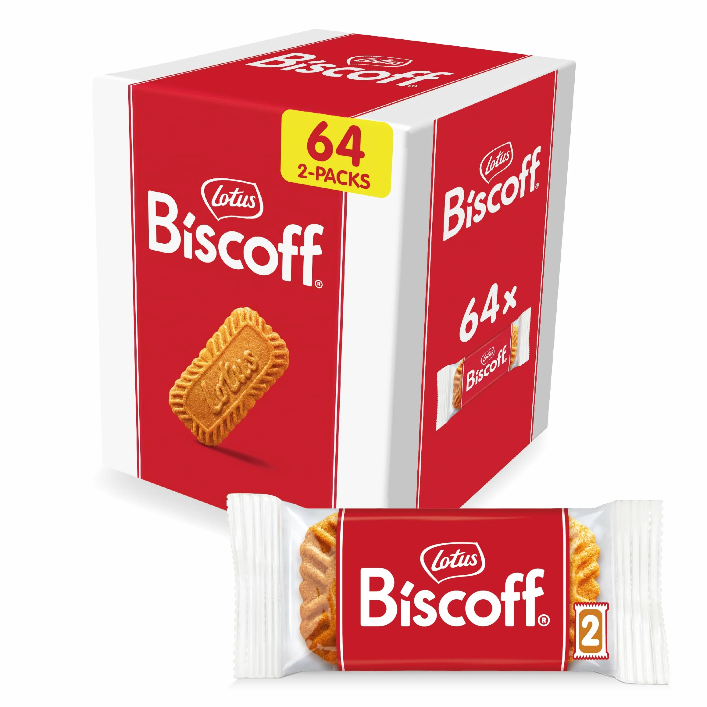 Lotus Biscoff | Galletas Caramelizadas | Envueltas Individualmente cada 2 | Ingredientes de Origen Natural | Vegano | 64 Sobres | 992g