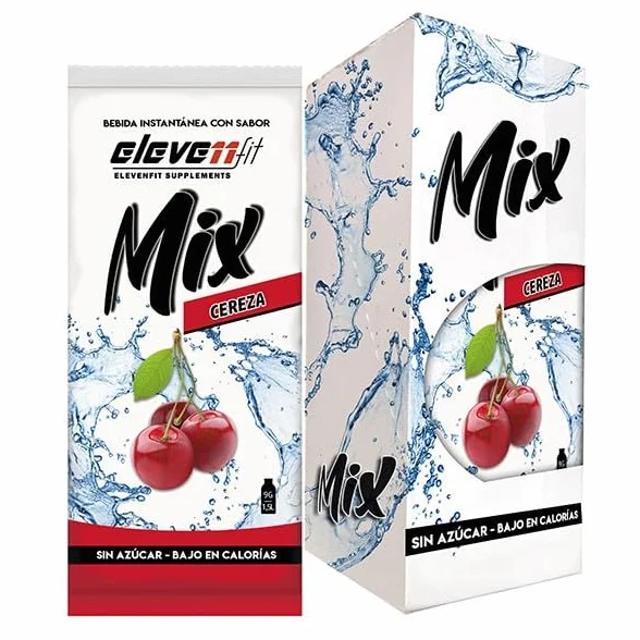 Eleven Fit Mix Instantáneo Sabor Cereza | Prepara 1.5L de Bebida Saludable, Sin Azúcar y Baja en Calorías | Ideal para Mezclar con Agua y Mejorar tu Dieta | Caja de 12 Sobres