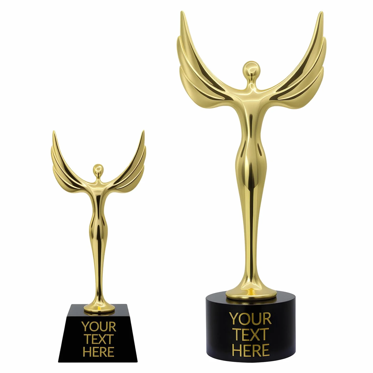Trofeos Personalizados de Metal en Oro, Plata y Bronce con Grabado de Texto para Ceremonias de Premiación