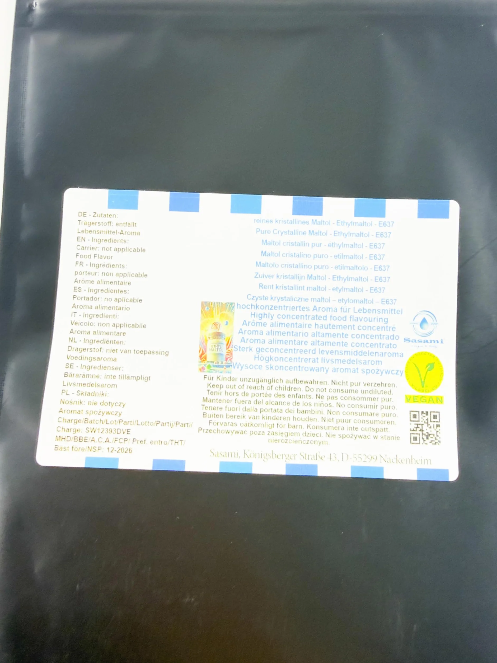 Maltol cristalino puro - etilmaltol - E637 - aroma concentrado - Vegano - Sasami - 10g