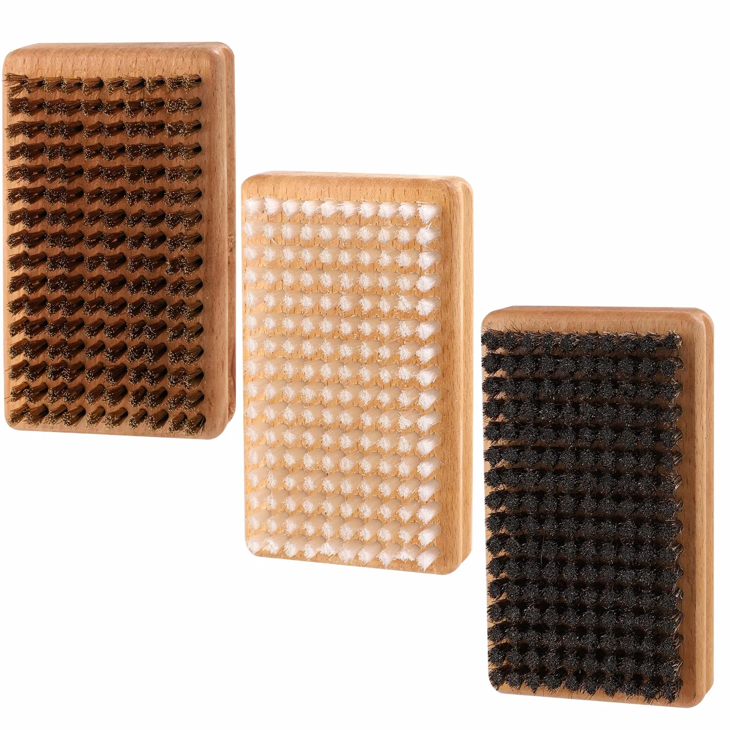 Kit de 3 Cepillos para Cera de Snowboard 12x7x3,5cm Nailon Latón Crin de Caballo