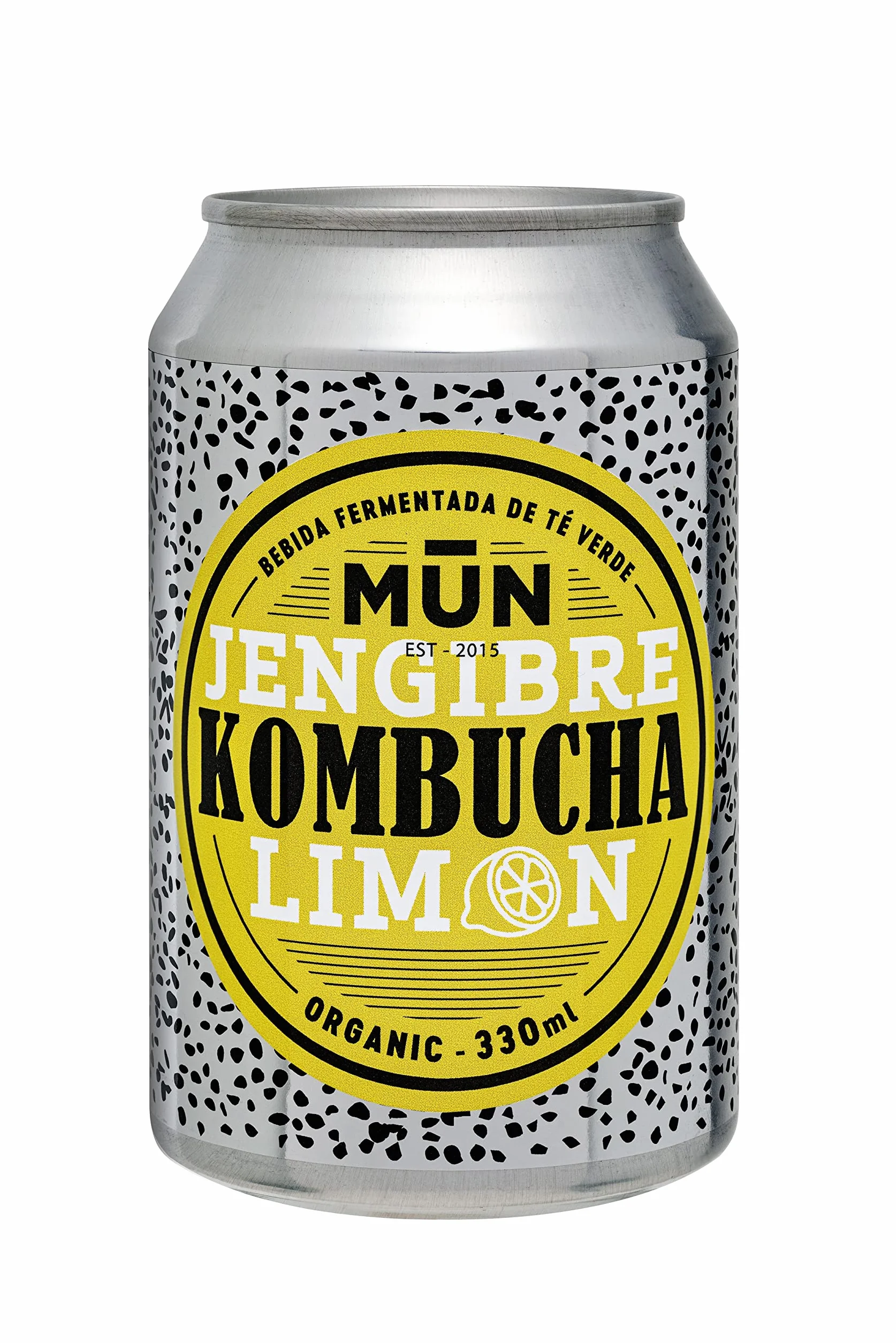 Mun Kombucha - Té Kombucha Jengibre y Limón 330ml - Pack 12 Latas