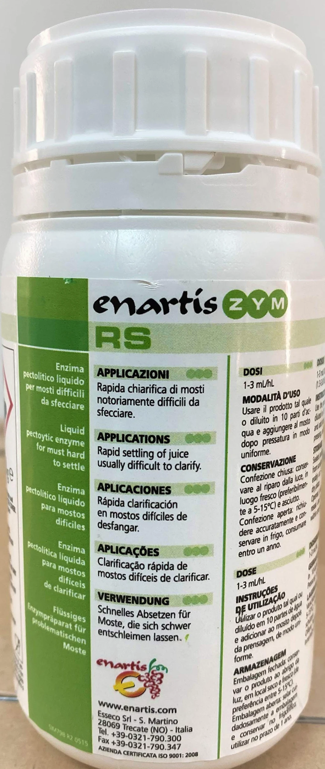 Enzima pectolitica para vino blanco. Extracción, Clarificación y desfangado de mostos 250ml (uva blanca)