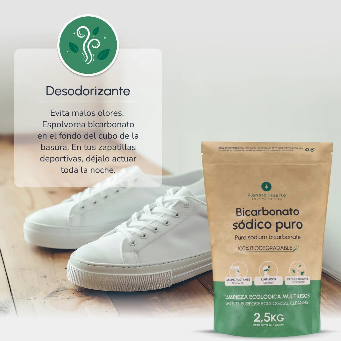 PLANETA HUERTO | Pack 6x Bicarbonato Sódico 1 Kg - Limpiador Ecológico Multiusos, Desodorante y Abrillantador Natural