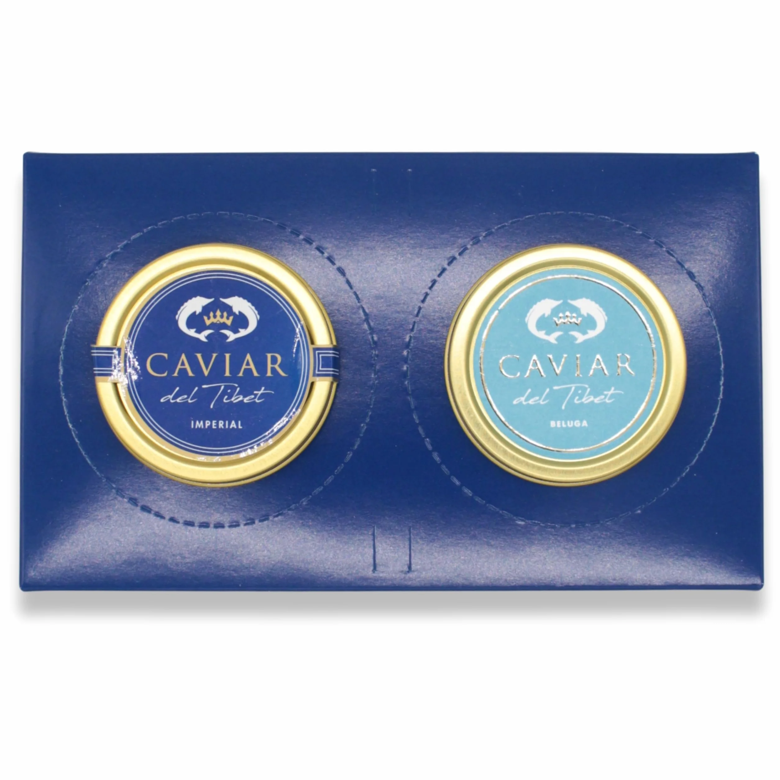 Dúo Caviar del Tíbet Beluga – Estuche Gourmet - Caviar Beluga 50 GR y Caviar Imperial 50GR – Huevas de Esturión - Pack Regalo Gourmet