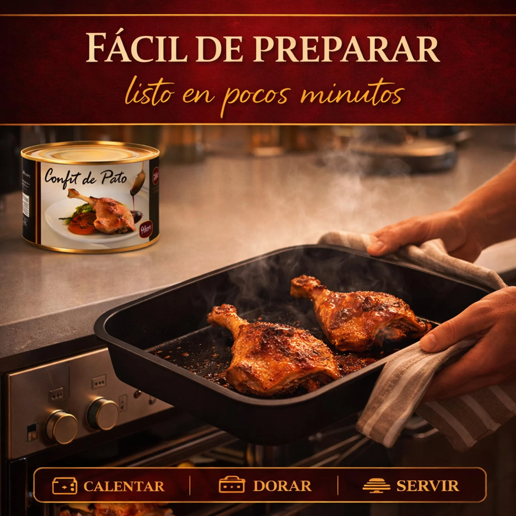 POLGRI Confit de Pato Muslos Confitados 2 Latas 1350 g 4 Unidades Carne de Caza Premium Receta Manchega