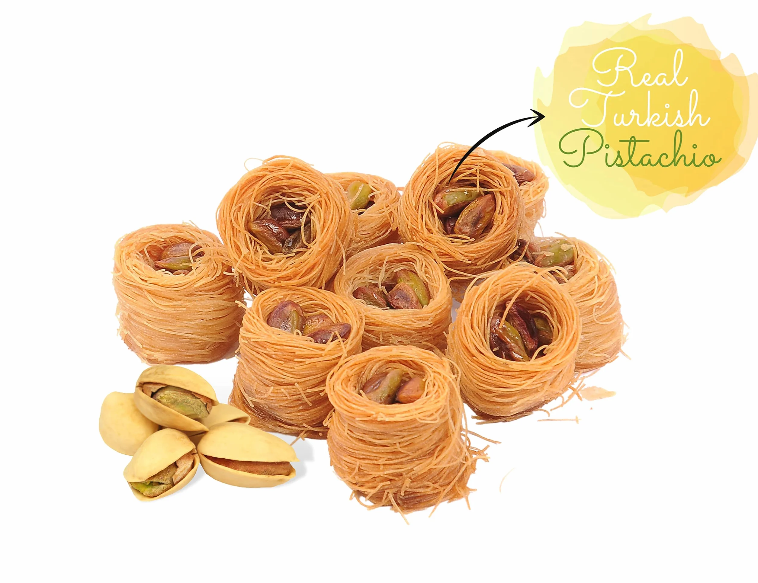 Mughe Gourmet - Caja de regalo elegante de surtido de Baklava - Baklawa Pequeños postres en tamaño bocado de pistacho, anacardo, avellana y nuez - 250g - Perfecto para cumpleaños, Navidad, Eid y más
