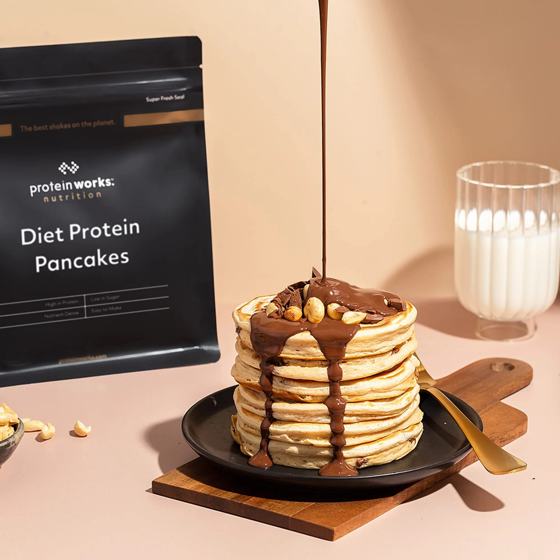 Protein Works | Diet Protein Pancakes – GOLD Innovation, Mezcla Pancakes Proteicos Premium, Desayuno Bajo en Calorías, Bajo Grasa & Azúcar, Apoya Pérdida de Peso, Natural, 25 Porciones, 1kg
