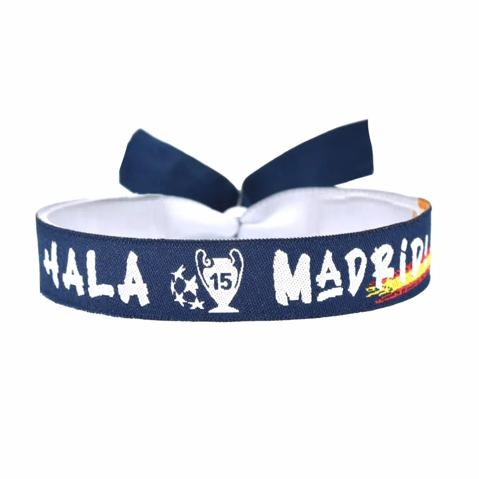 BDM Pulsera Madrid Merengue de tela ajustable, pulsera vikingos, hala Madrid