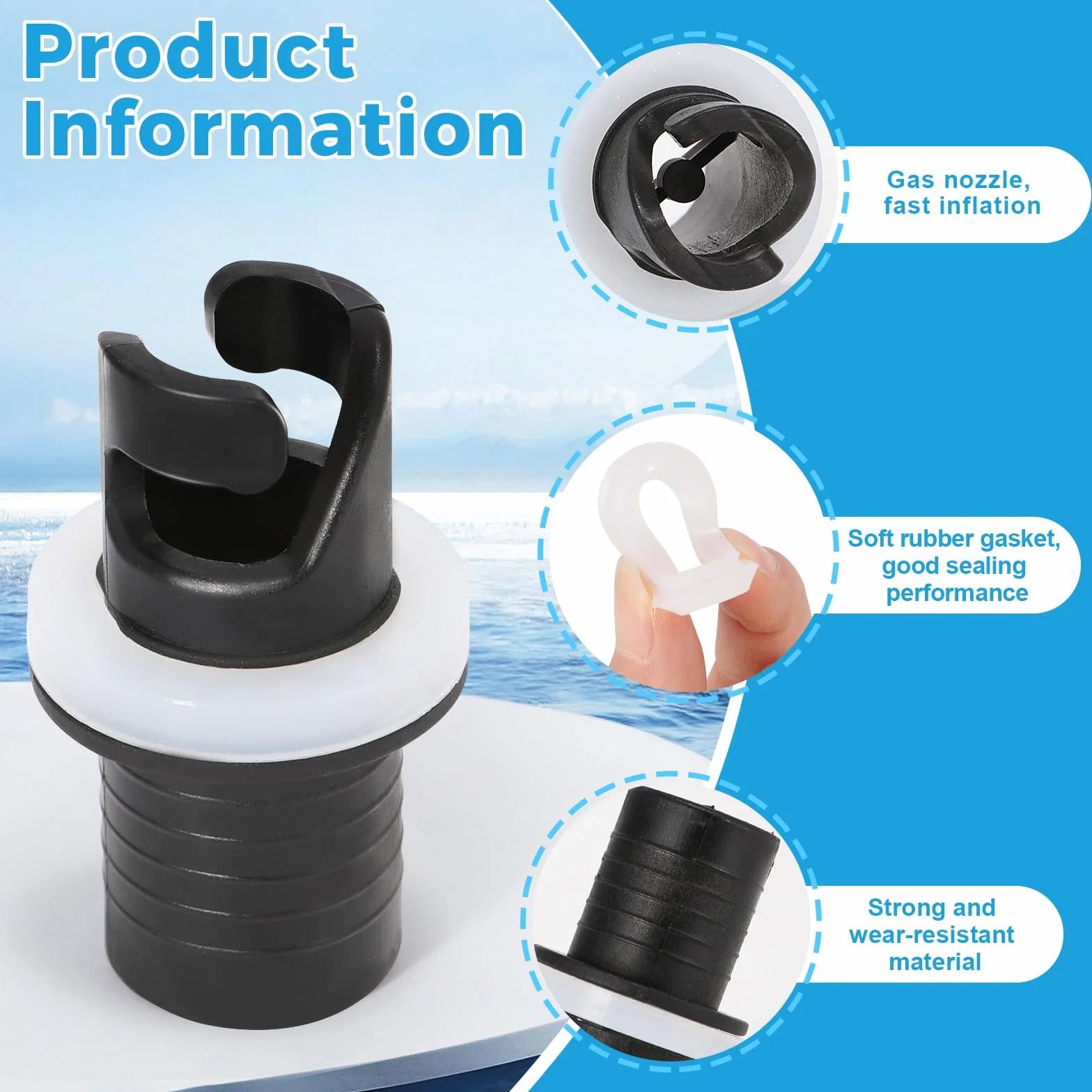 Adaptador de Válvula para Bote Inflable, Negro, Adaptador de Manguera de Bomba de Pie