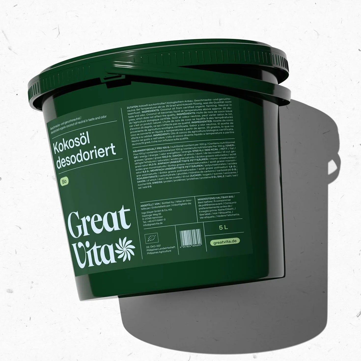GREAT VITA - Aceite De Coco Orgánico, Insípido (Desodorizado) Paquete De 1, 5000 ml