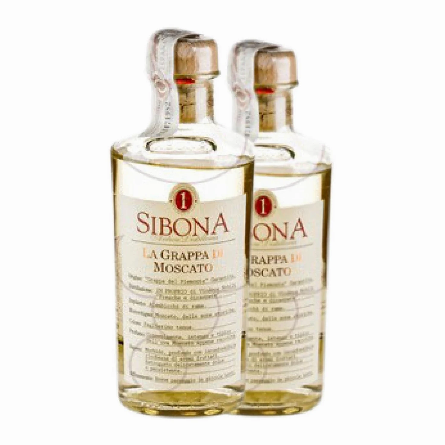 Grappa Sibona Moscato Botella Medium 50 cl (Caja de 2 Botella Medium de 50 cl)
