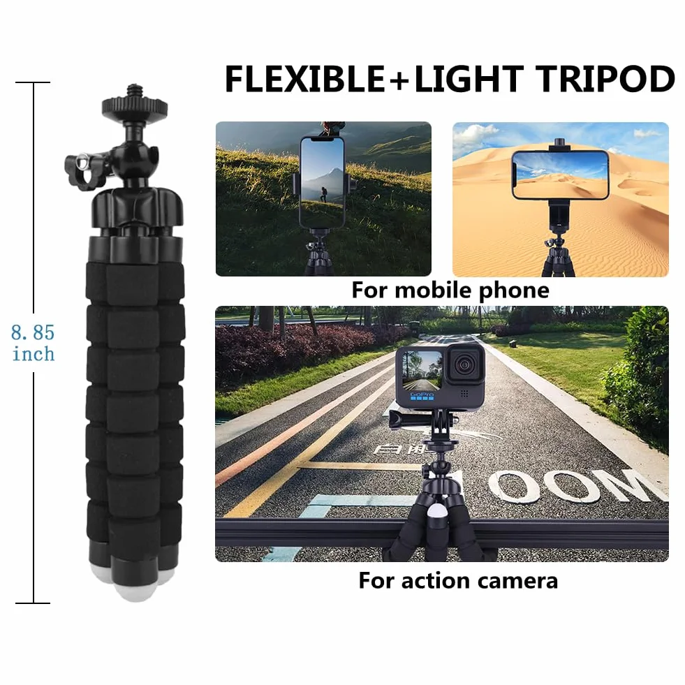 Arnés de Pecho para Cámara de Acción GoPro y Teléfono con Trípode Portátil