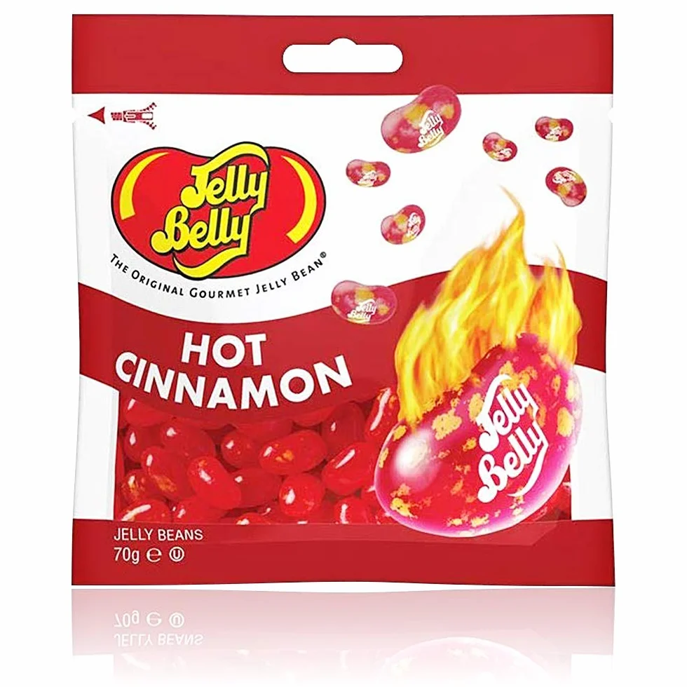 Jelly Belly Beans, grajeas con sabor a canela picante, bolsa de 70 gramos, caramelos masticables en forma de judías