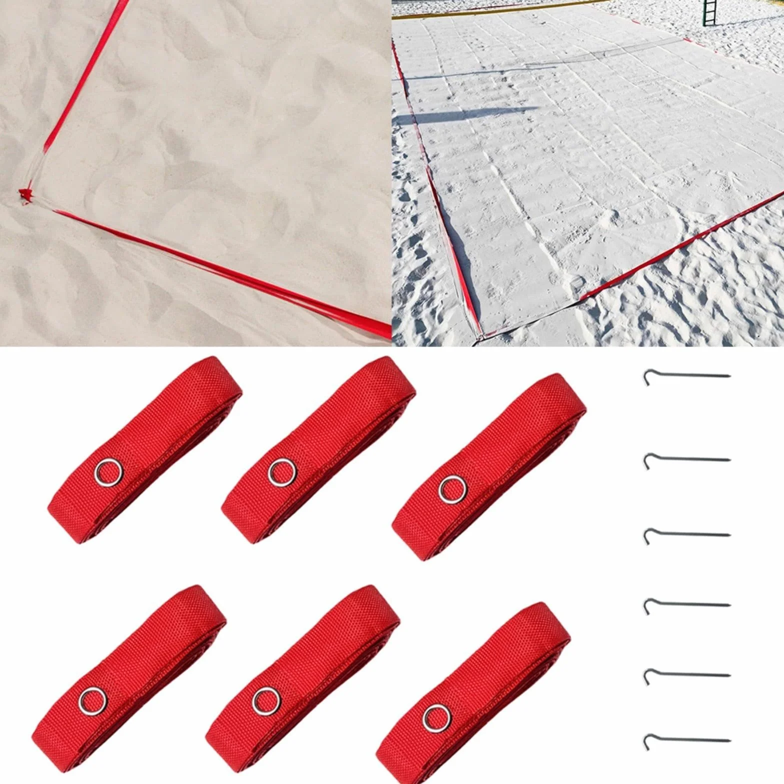 Playa Voleibol Límite Líneas Corte Marcado Kit 8X16m Nylon Línea Cinta Con Estacas De Tierra