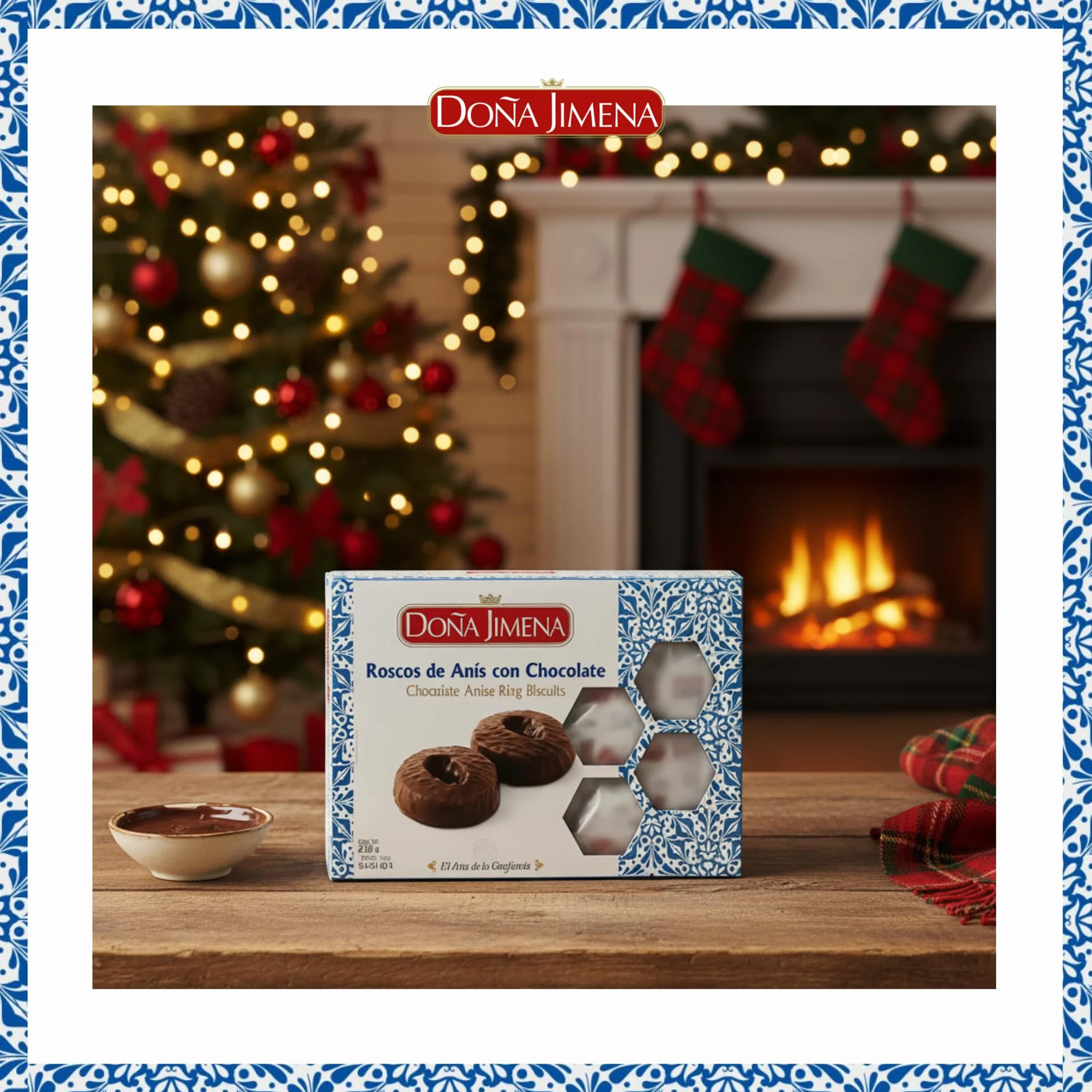 Doña Jimena - Roscos de Anís Bañados de Chocolate, Calidad Suprema, Típico Dulce Navideño, Receta Artesanal, 230g