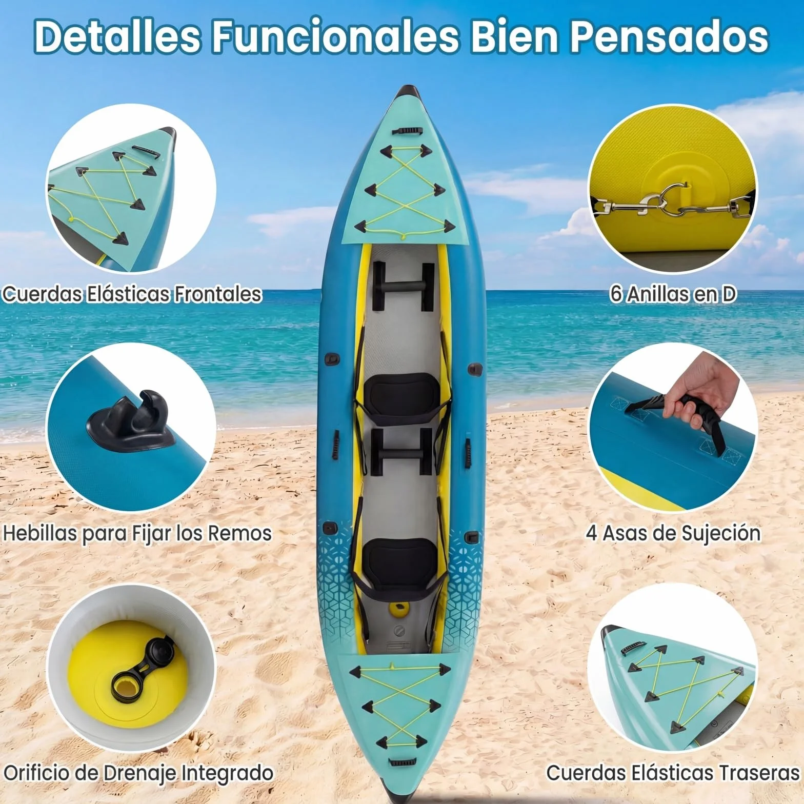 COSTWAY Kayak Hinchable 2 Plazas 381 cm Portátil 230 kg