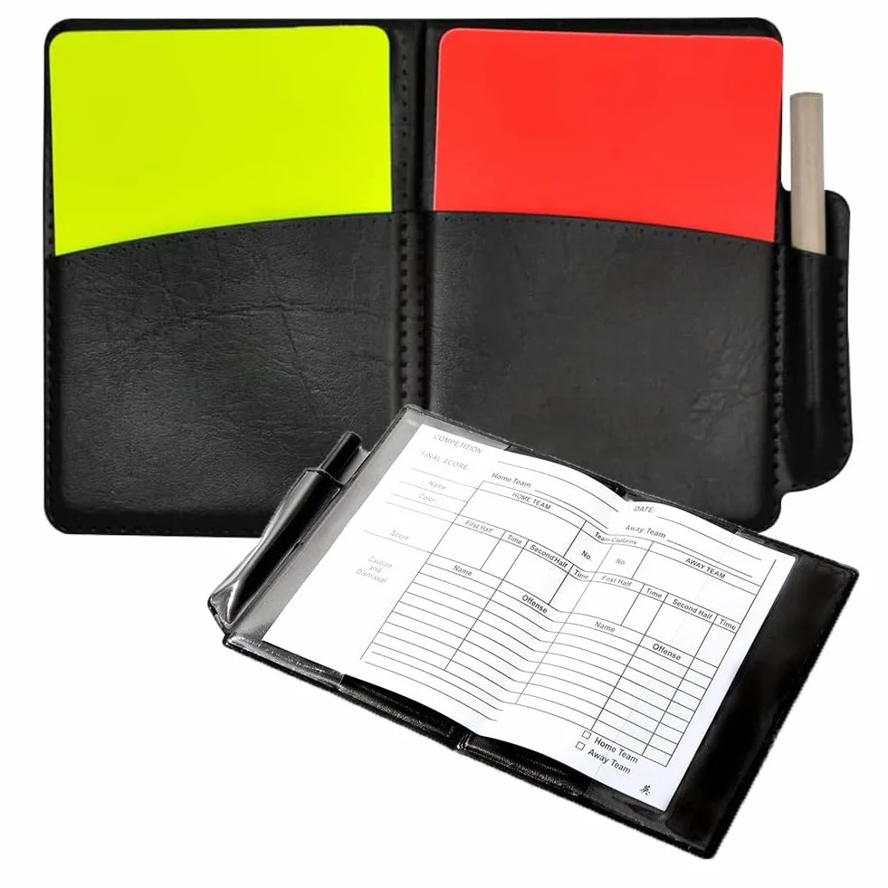 Juego de Tarjetas de Árbitro Deportivo de Fútbol, Tarjeta Roja PCV y Amarilla con Accesorios