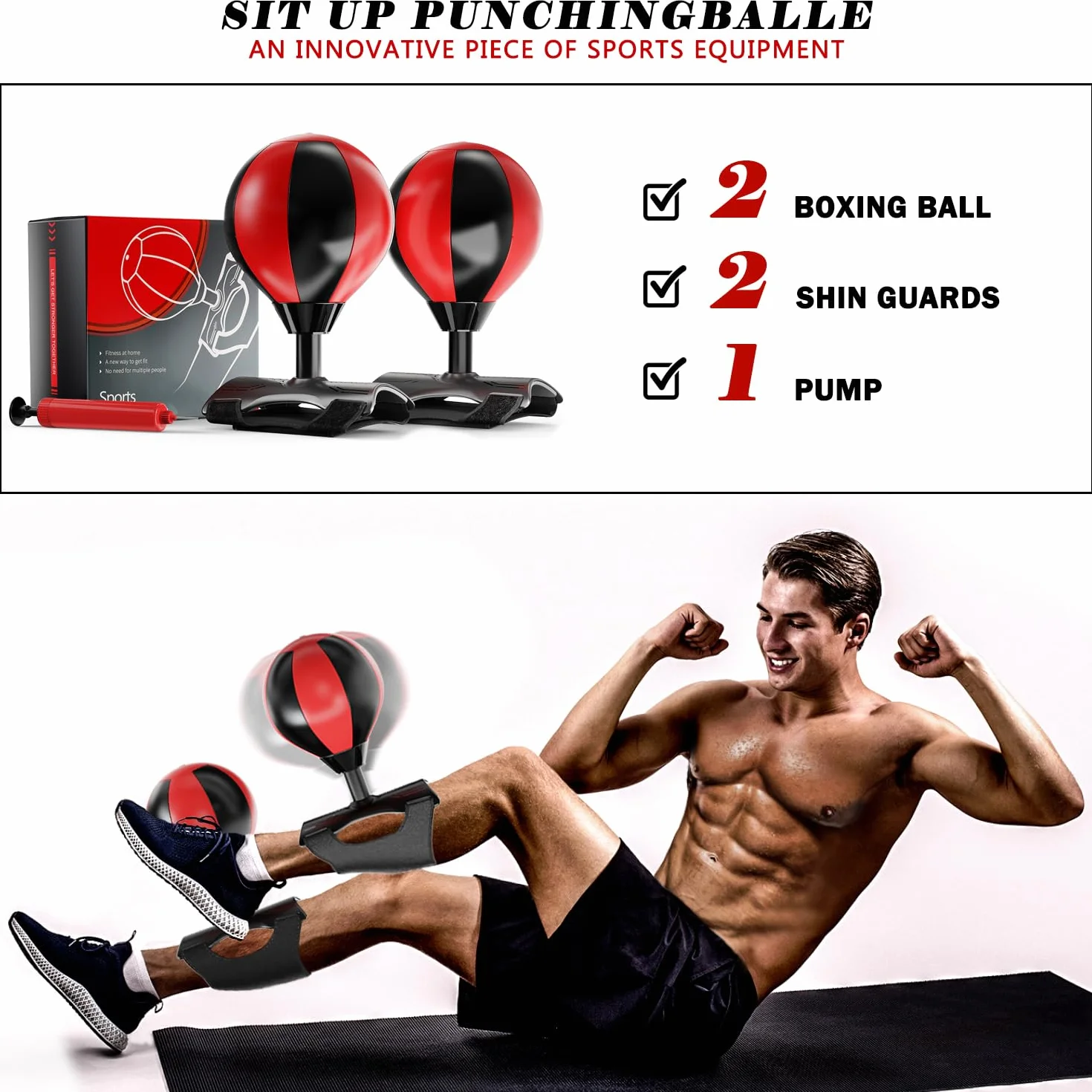 Saco de Boxeo Abdominale con Espinilleras, Equipo de Fitness para el Hogar