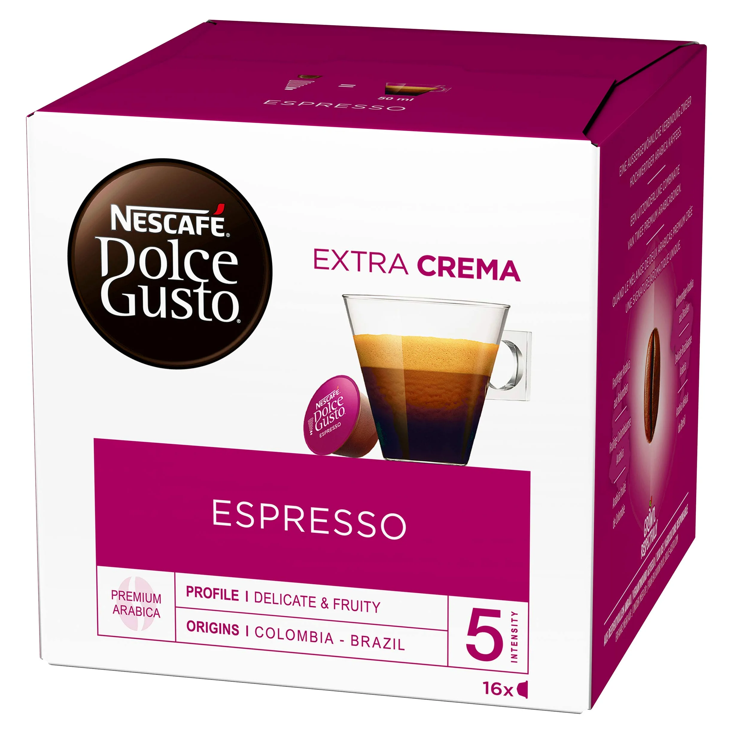 Nescafé Dolce Gusto Set Basic: Lungo, Cappuccino, Latte Macchiato, Espresso, Chococino, Crema Grande, 6 x 16 Cápsulas