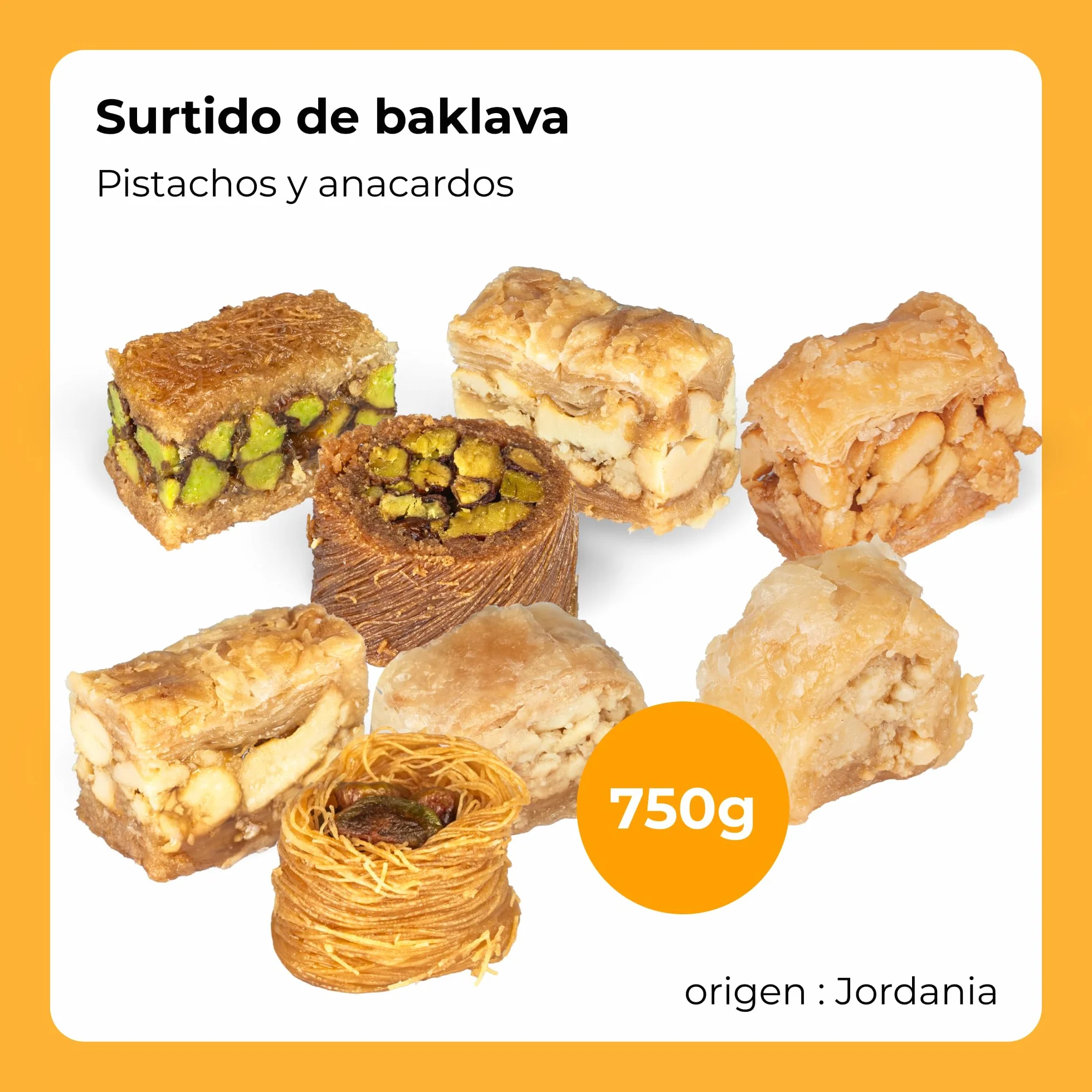 Dorimed Baklava 750g, 68 Piezas, Surtido Dulces Orientales con Pistachos y Anacardos en Elegante Caja de Regalo, Sin Conservantes, Sin Aditivos, Sin Colorantes
