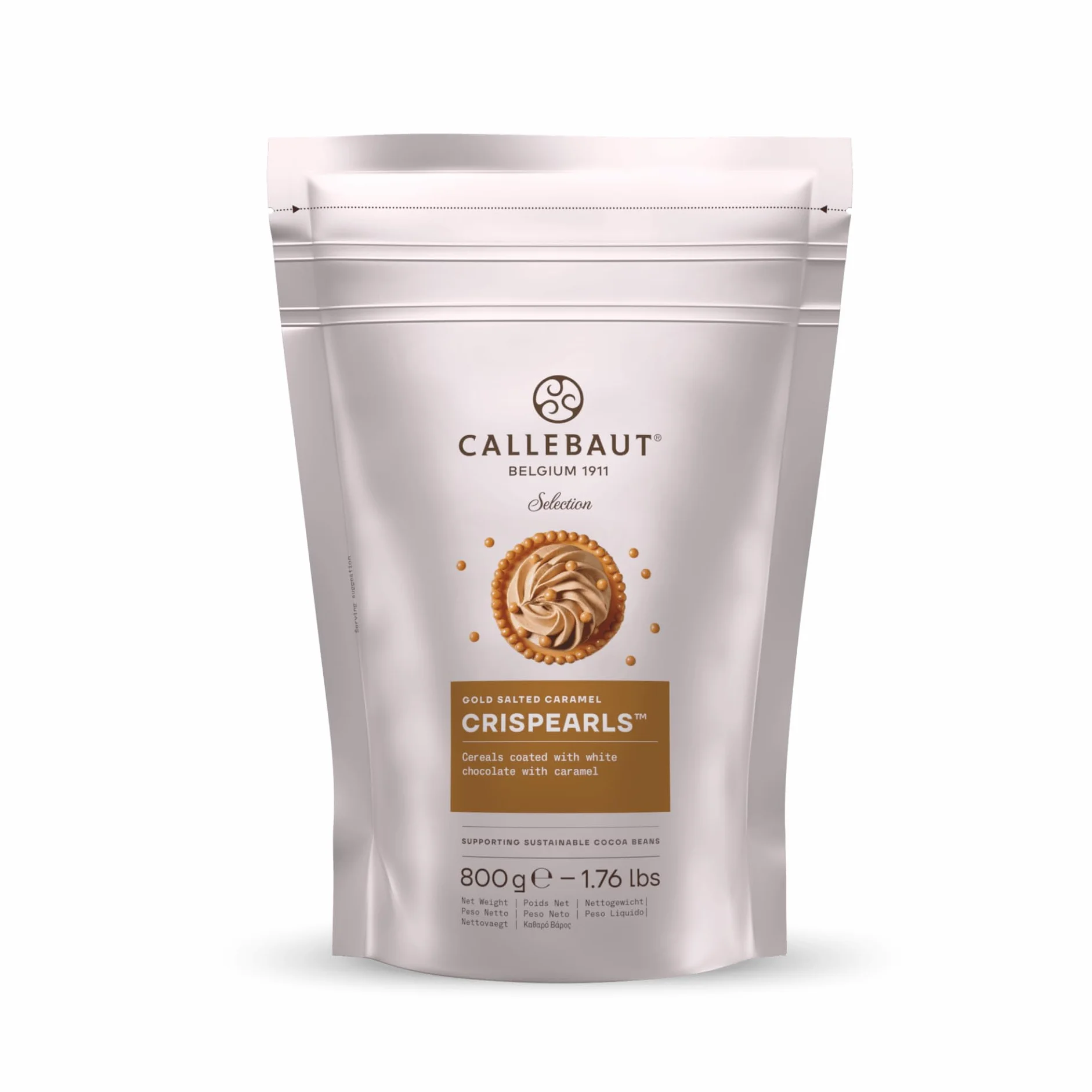 Callebaut Crujientes de chocolate dorado Bolsa 800 g perlas caramelo salado para postres helados decoración