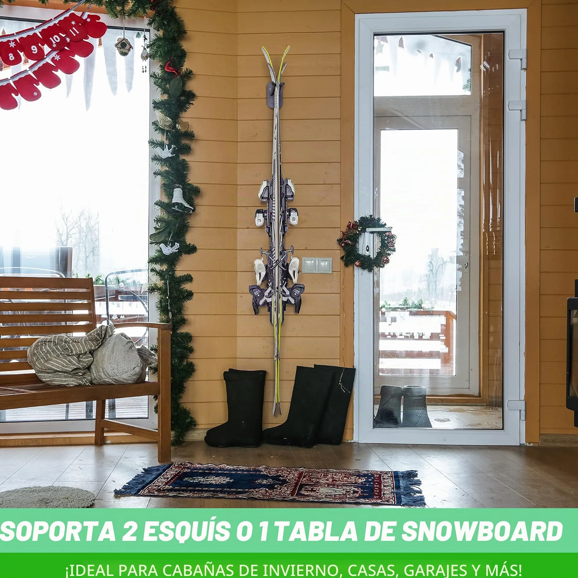 Estante de Almacenamiento para esquí y Snowboard montado en la Pared, 2 u 8 tamaños
