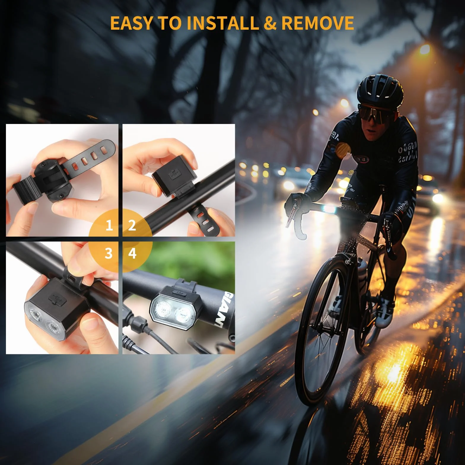 Blendura Luces Bicicleta Delantera y Trasera USB Recargable Luz Bicicleta Carretera Montaña