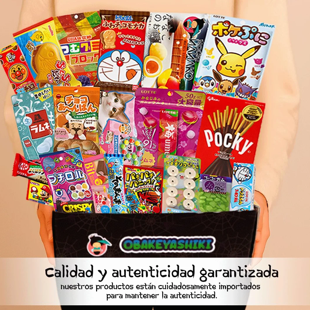 JapanBox Edición Especial Chuches Japonesas Sorpresa Premium Surtido Dulces Caramelos Exóticos Chocolate OBAKEYASHIKI