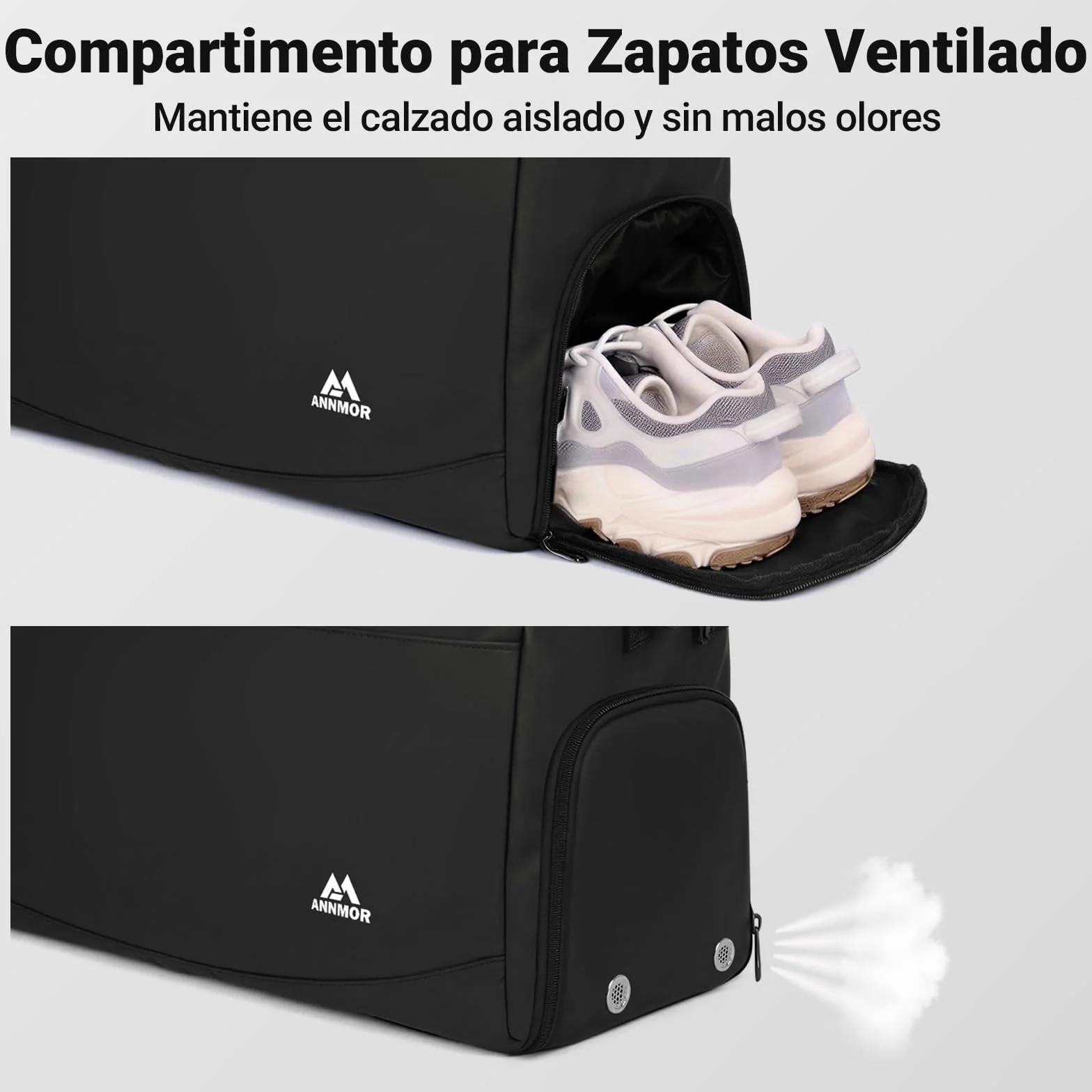 Bolsa Deporte Hombre 57L Gym Bag Compartimento Zapatos Separación Húmedo/Seco