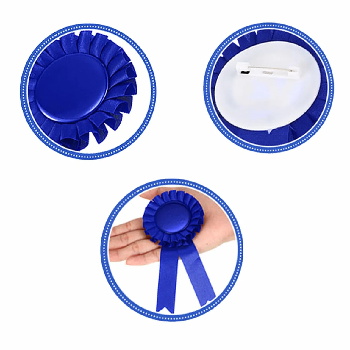 Paquete de 12 Medallas de Rosetas Azules para Eventos Deportivos, Aulas, Espectáculos de Talentos