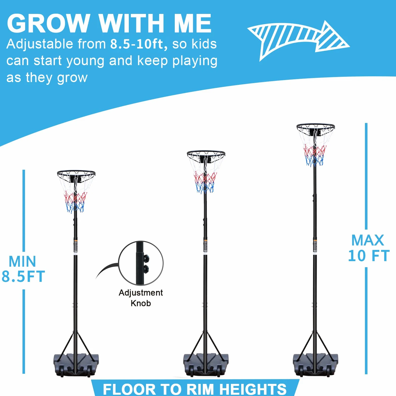 HIONRE 10 ft Profesional Ajustable Poste Netball Aro y Stands al Aire Libre
