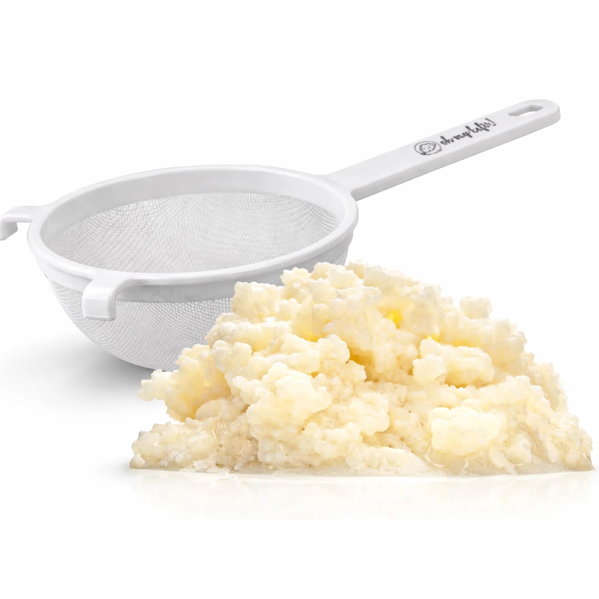PACK COMPLETO Nódulos Kéfir de Leche Frescos + Colador 18 cm – Instrucciones y Recetas en Español – Kit Probiótico Natural con Asesoramiento - OH MY KÉFIR®