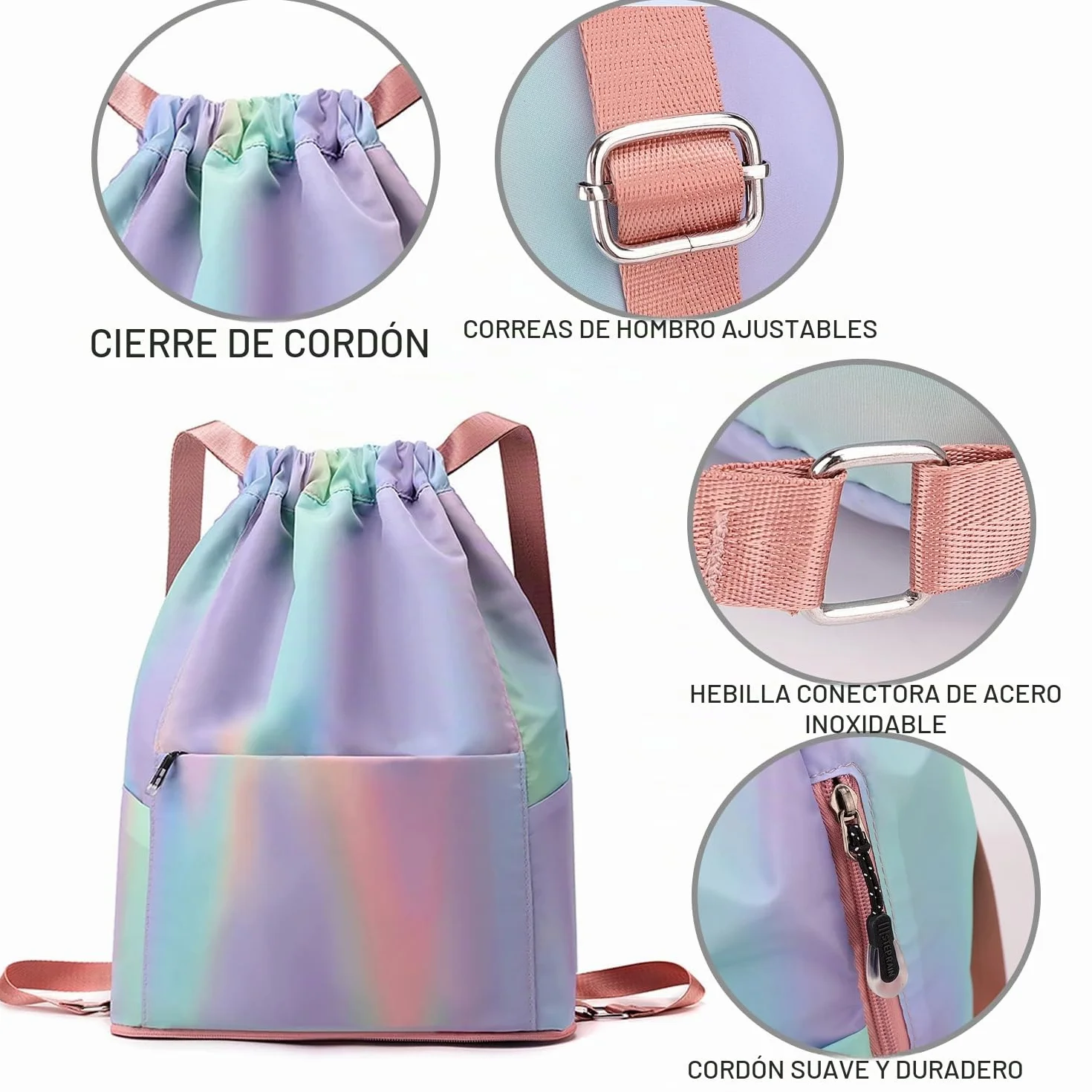 Mochila de Cuerdas Impermeable Gran Capacidad para Deporte, Gimnasio, Natación y Viajes
