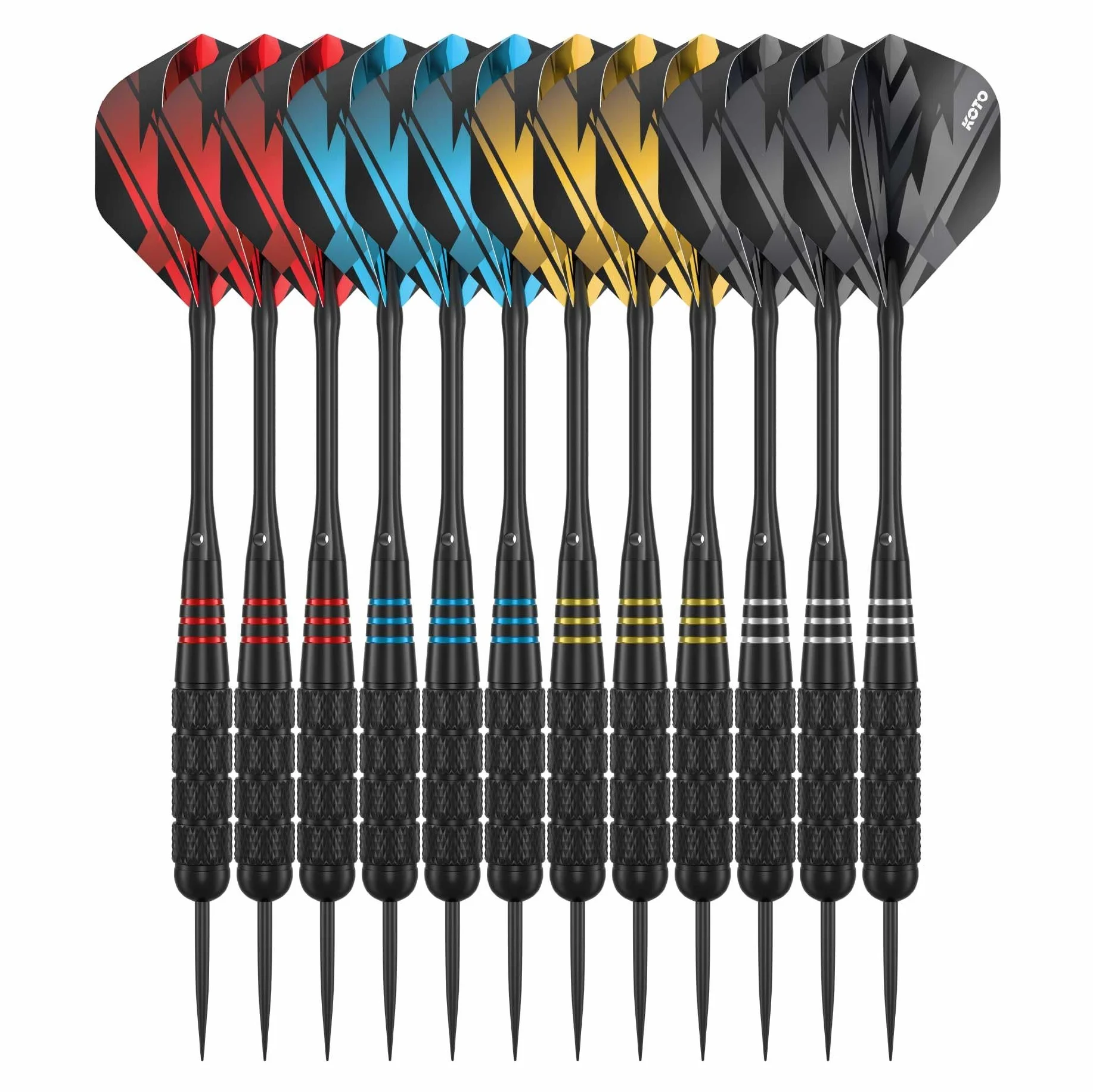 KOTO darts Juego de 4 dardos de latón 23g con maletín de aluminio negro