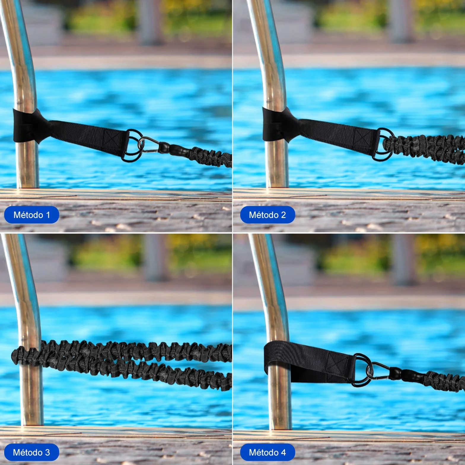 Cinturón de natación para piscina, ayuda de natación para adultos, resistencia ajustable 2,5-7,5 m