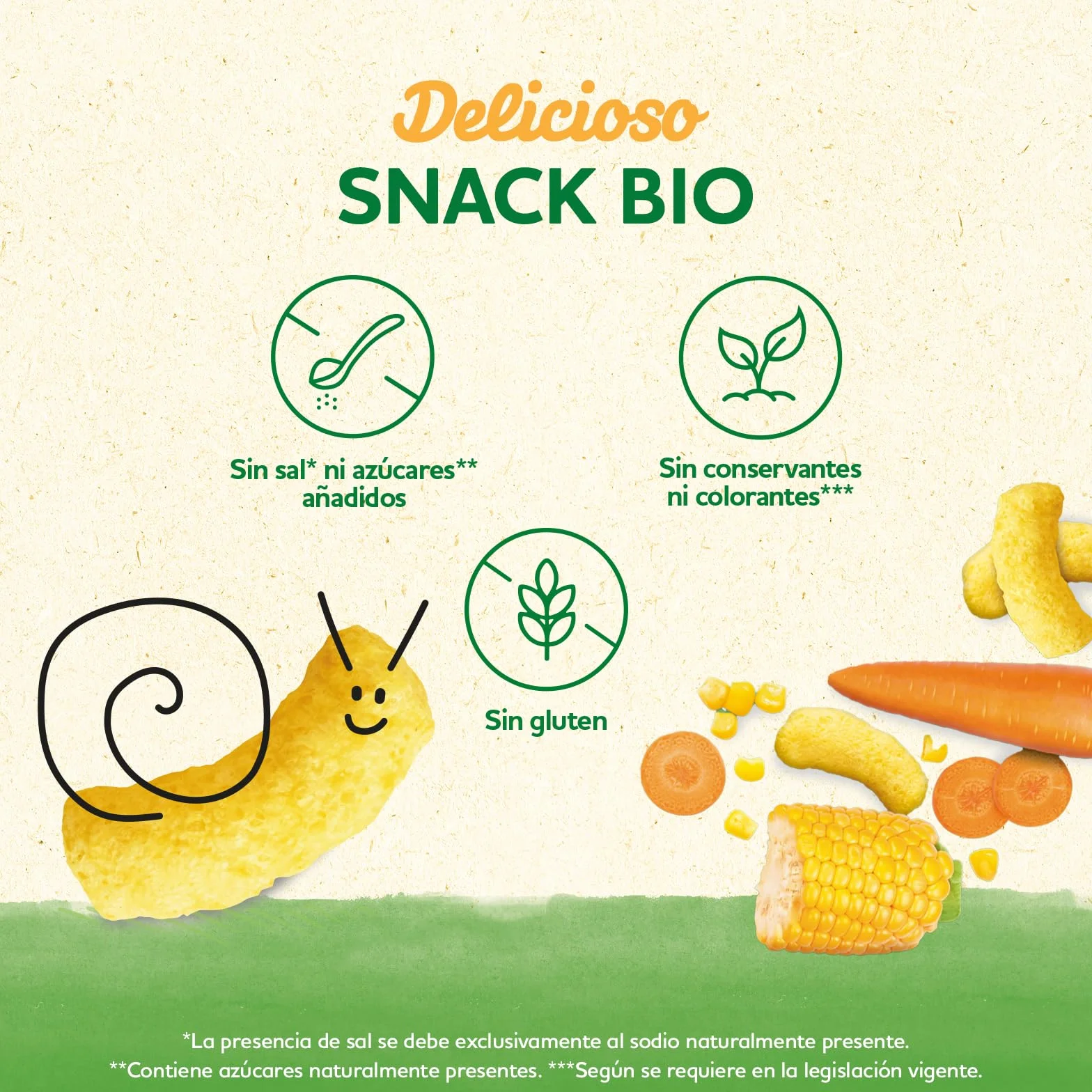 Blédina Snack BIO, Bolsa de Snack Saludable para niños sabor Zanahoria y Maíz. Tubitos Sin Gluten, Sin Conservantes Ni Colorantes y Sin Sal Ni Azúcares Añadidos. Desde los 8 Meses, 20g