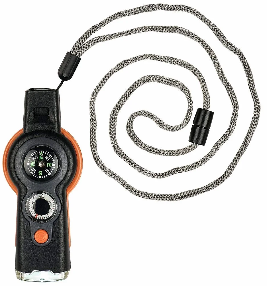 Moses Expedition Natur Survival Tool 6 in 1 - Herramienta multifunción para exploradores, compañero de viaje para exteriores y camping, Negro y Naranja