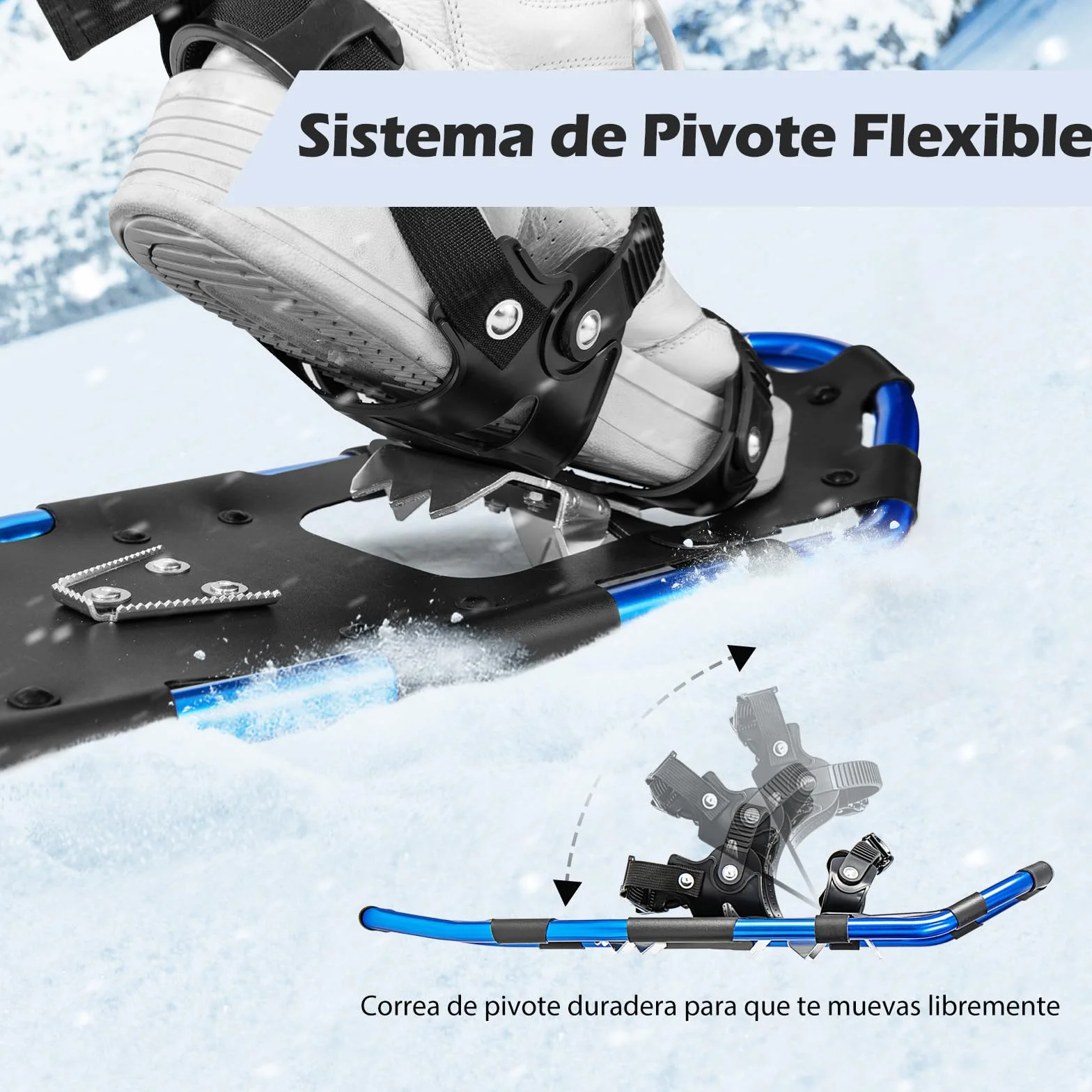 GYMAX Juego de Raquetas de Nieve 3en1 Aluminio 53/63/76 cm Bastones de Trekking Bolsa de Transporte