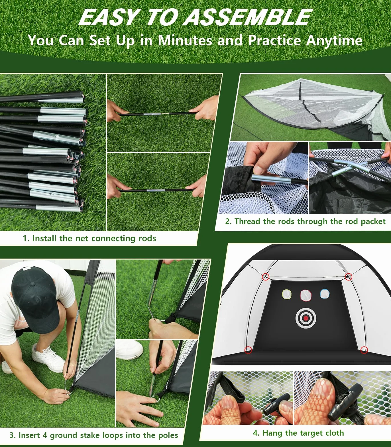 Red de Golf 10x7 pies con Alfombrilla Tri-Turf para Entrenamiento de Swing en Casa