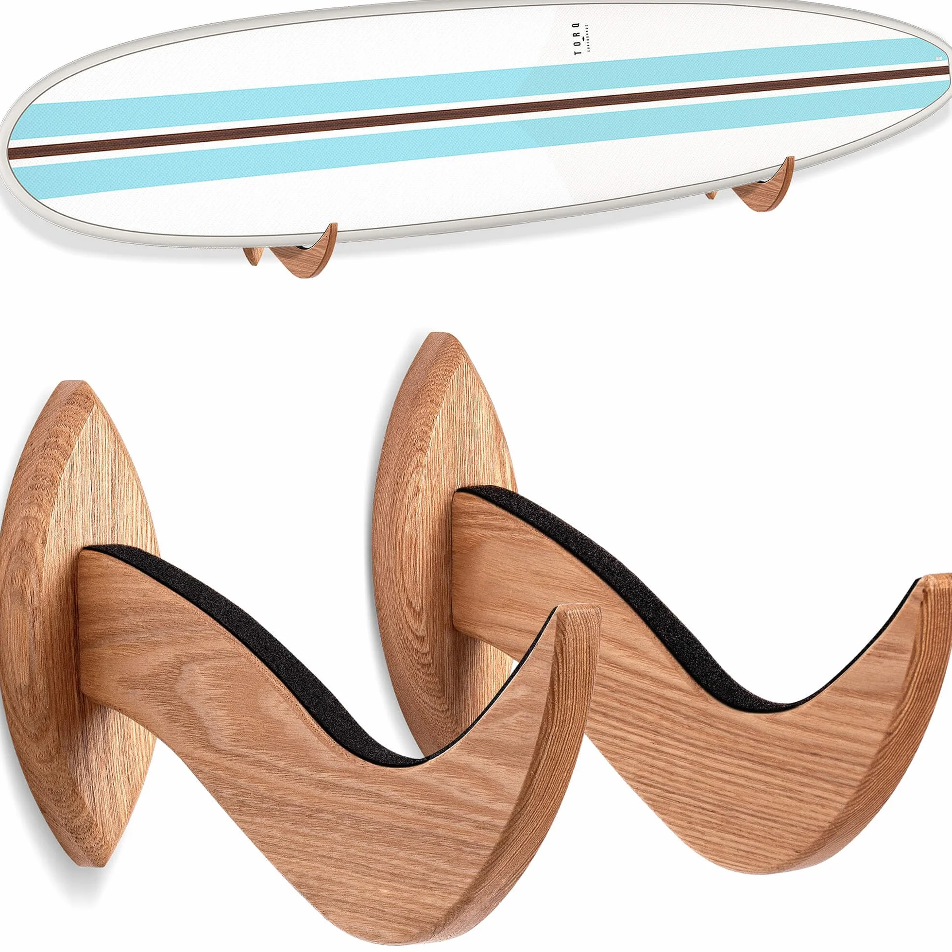 Soporte de Pared para Tabla de Surf, Colgador de Madera Sostenible, Estante para Mostrar Tabla (Transparente)