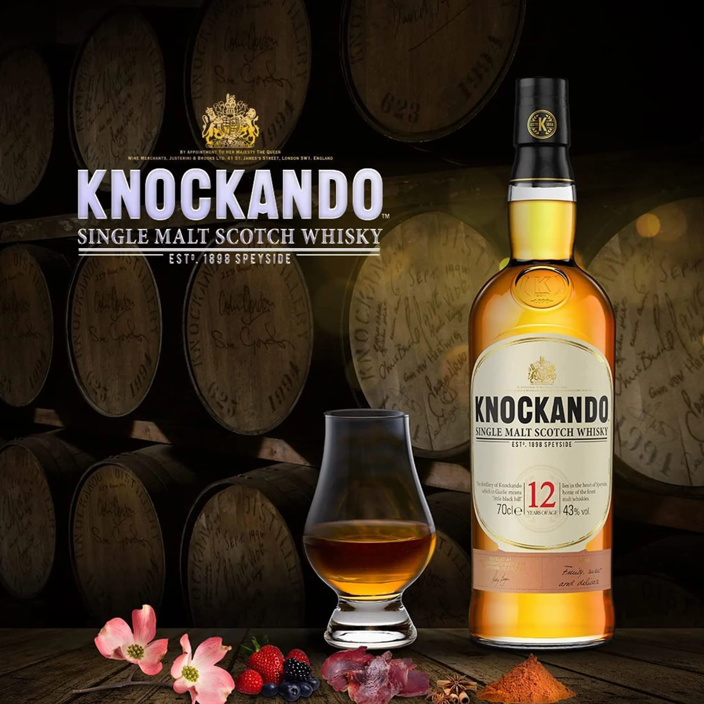 Knockando Whisky escocés puro de malta de Speyside, 0.7 L