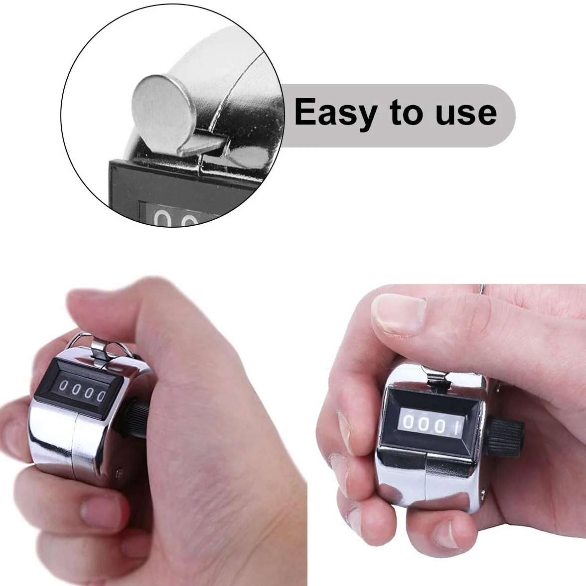Contador Manual Mecánico de Clic con Anillo Metálico para Eventos y Deportes