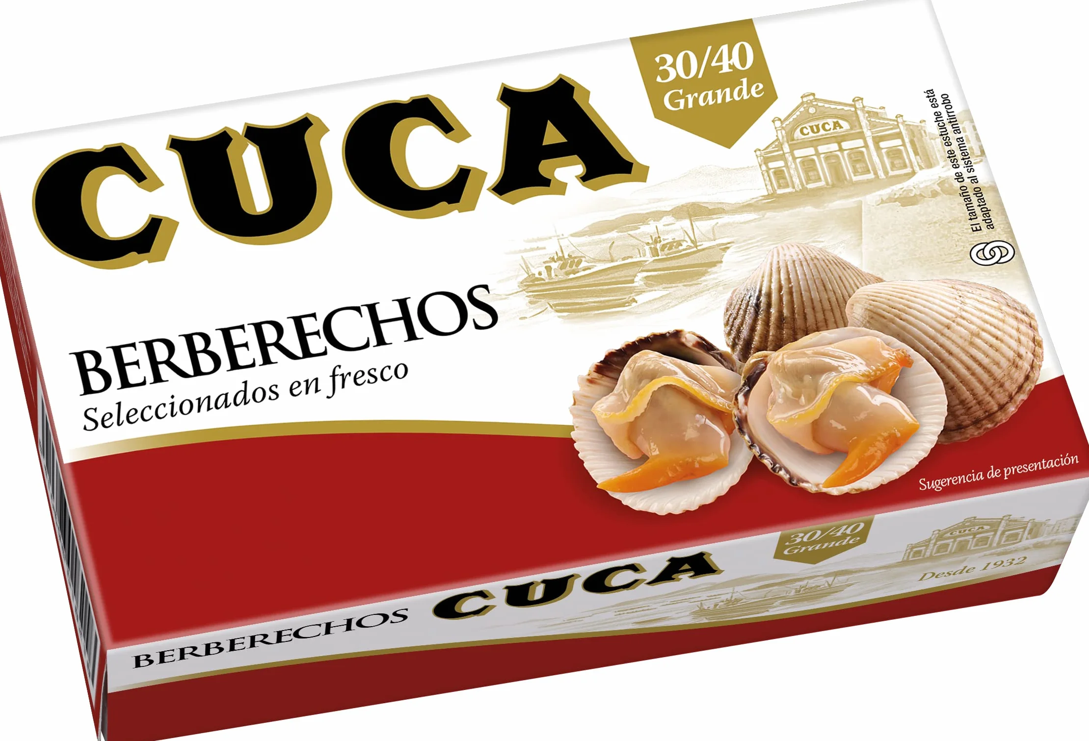 Cuca Berberechos al natural 30/40 piezas tamaño grandes, 1 pack de 3 latas de 115gr
