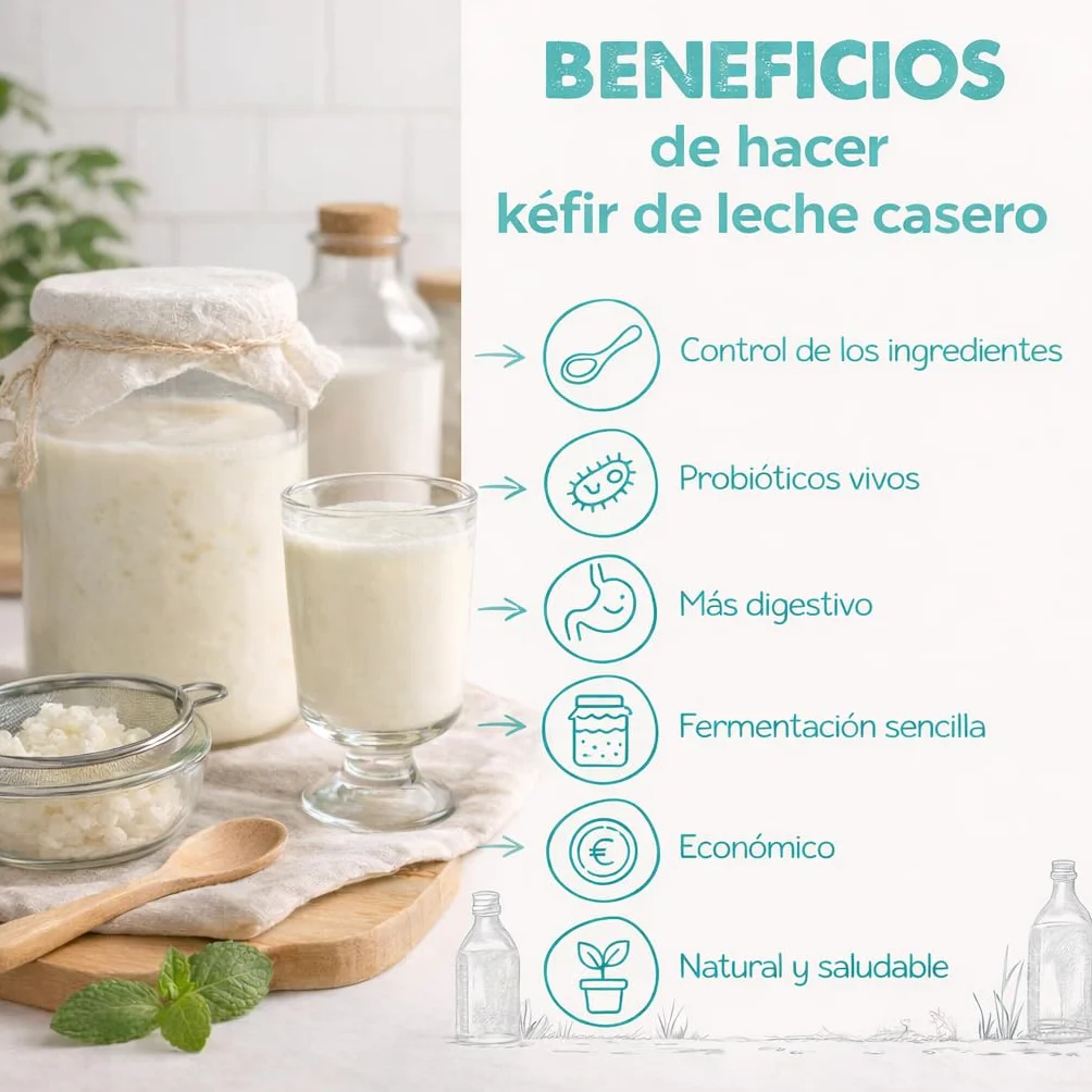 PACK COMPLETO Nódulos Kéfir de Leche Frescos + Colador 18 cm – Instrucciones y Recetas en Español – Kit Probiótico Natural con Asesoramiento - OH MY KÉFIR®