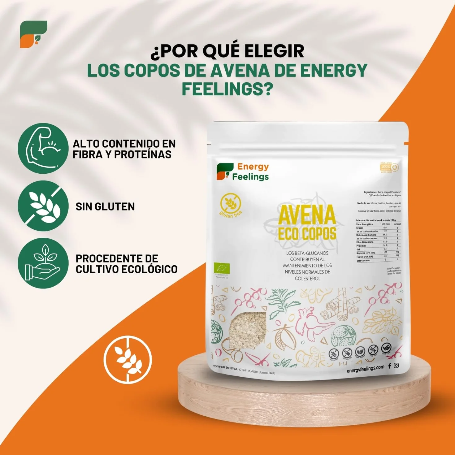 Copos de Avena ECO sin gluten Energy Feelings 500 g